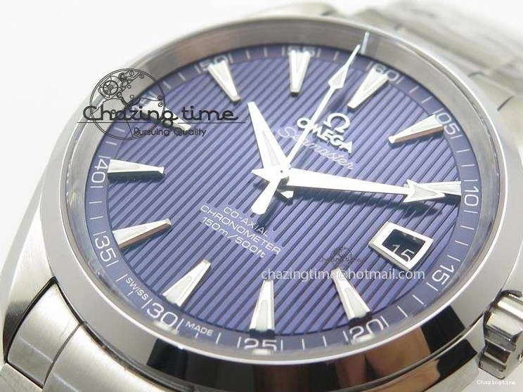0324 Affordable Aqua Terra 150M SS 1:1 Best Edition Deep Blue Textured Dial On SS Bracelet A 8253